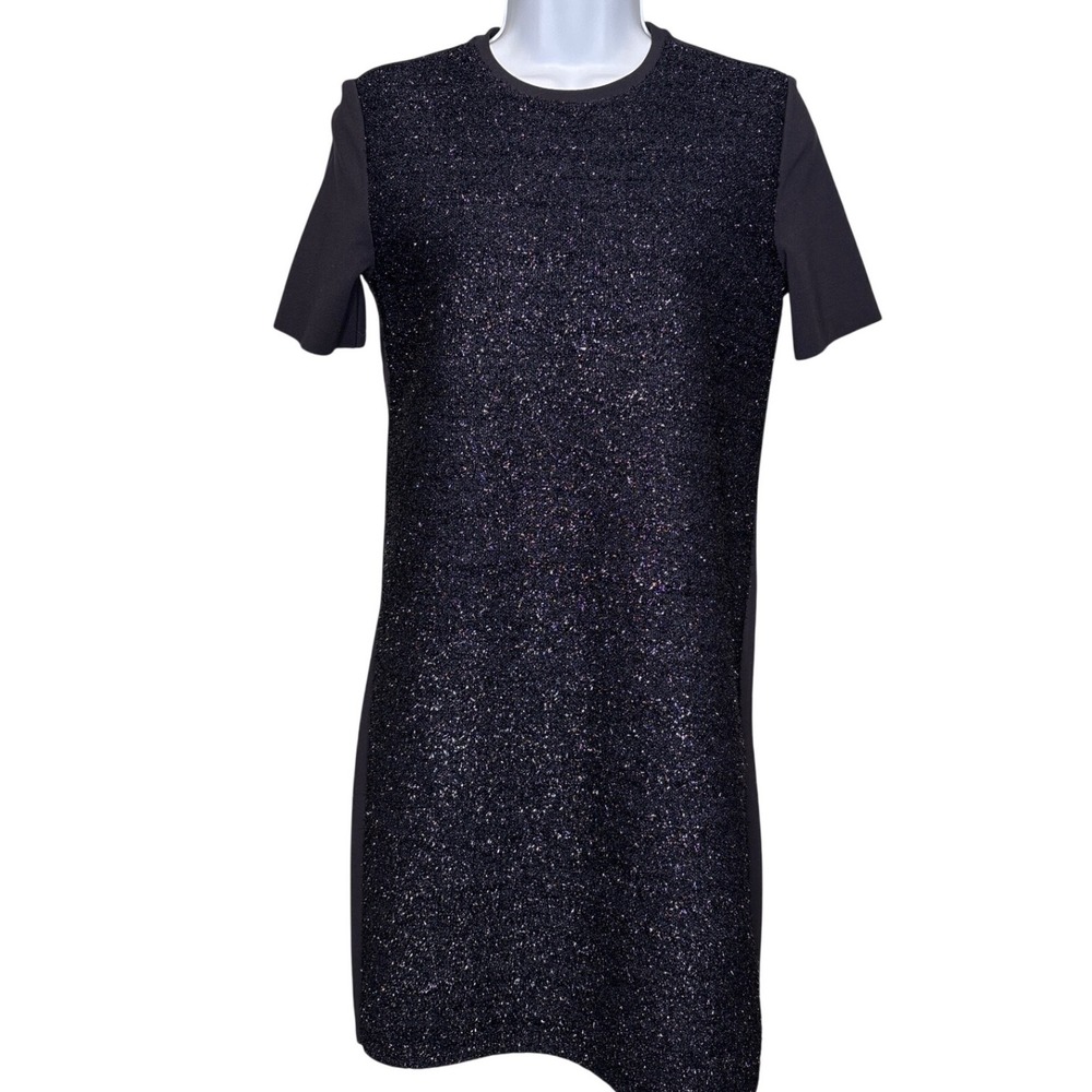 Tory Burch Womens Black Silver Shimmer Metallic Shift Dress Sz XS Preppy Elegant
